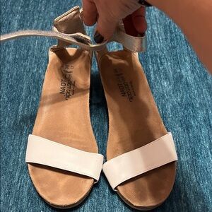 Naot White and Silver Sandals